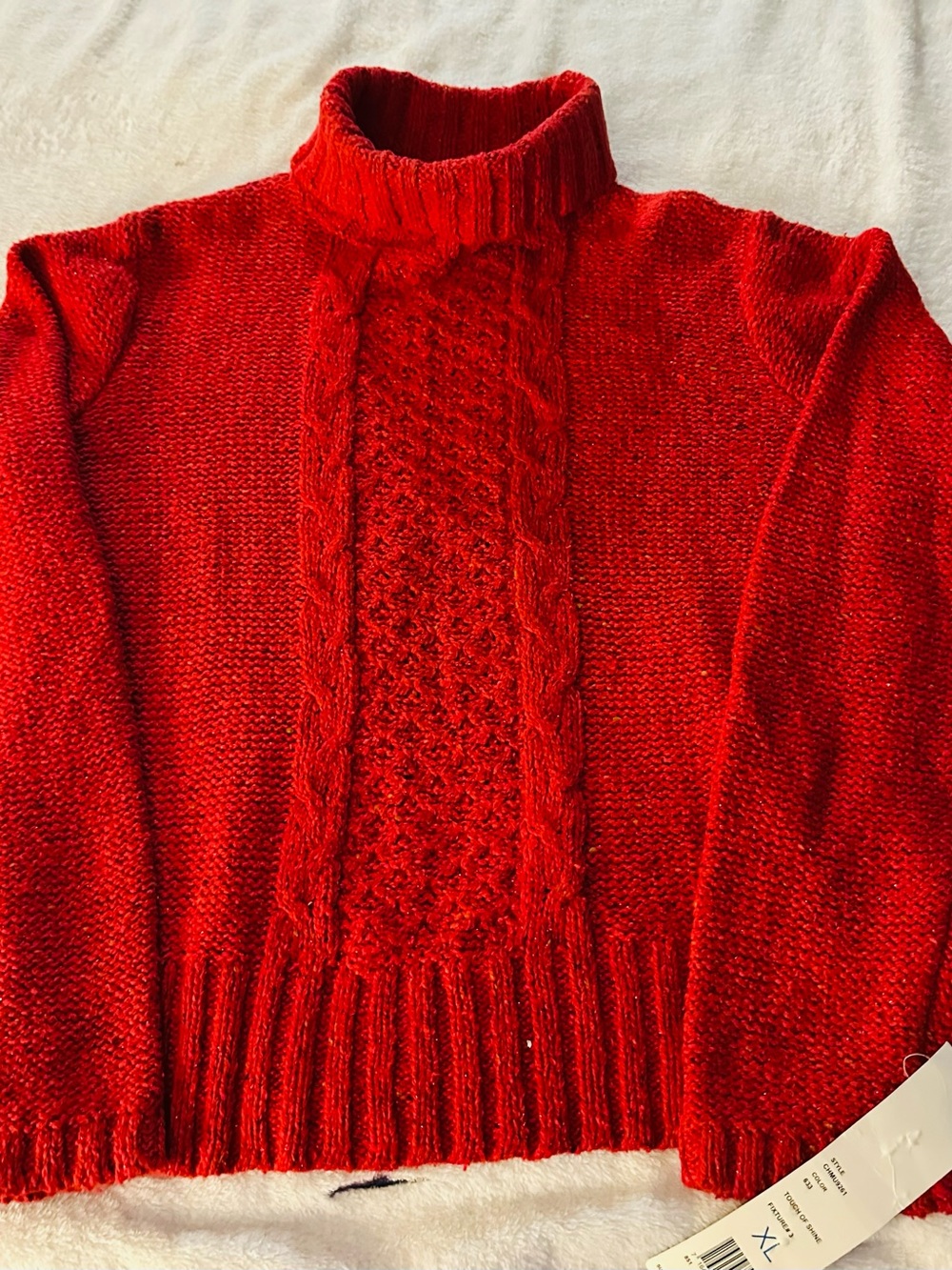 Liz Claiborne Red Cable-Knit Turtleneck Sweater